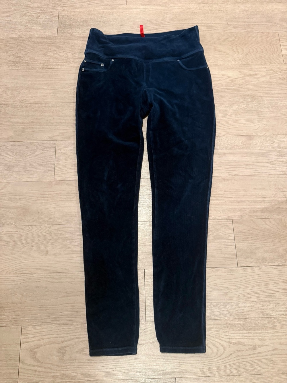 SPANX Size Large Navy Corduroy Pull On Slim Pants Leggings
